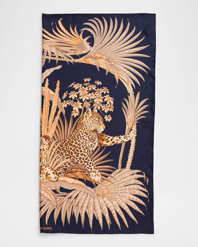 Animal-Print Silk Scarf